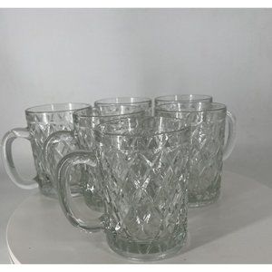 6 Eggnog Mugs Crystal Cut Vintage Paul Sebastian Tankard Diamond Glasses Special